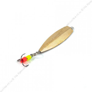 Блесна вертикальная "ЯМАН" Пуля c тройником, размер 25 мм, вес 3,6 г, цвет никель/латунь