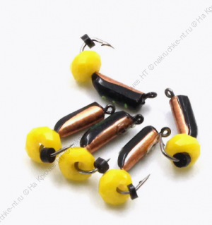 Мормышка вольф. безнасадочная "ЯМАН" Столбик №3, d-2 мм, L-7 мм, вес 0,65 гр., кристалл желтый,  цв.