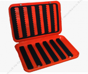 Коробка для мормышек на магнитах 14х9х3 оранжевая