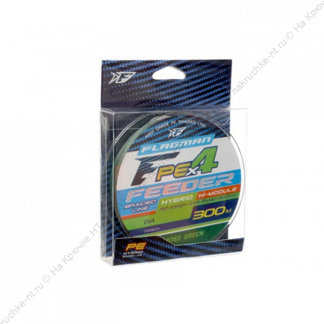 FLAGMAN Шнур PE Hybrid F4 Feeder 300м Moss Green 0,12мм 6,4кг 2