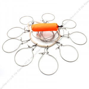 Кукан Namazu металл. трос 4 м, d-2 мм, 10 круг. карабинов, с поплавком (уп. PVC чехол)