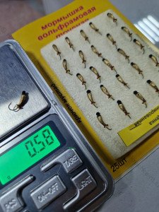 Мормышка вольф.точеная Поденка Комби D-3,0мм/вес- 0,58гр латунь/черный