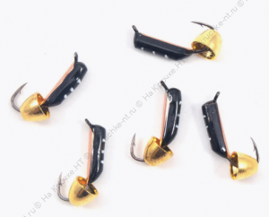 Мормышка вольф. безнасадочная "ЯМАН" Столбик №5, d-2 мм, L-9,5 мм, вес 0,80 гр., колокол золото , цв