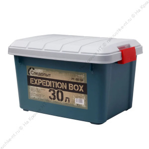 Ящик многофункц. особопрочный СЛЕДОПЫТ Expedition Box, 30 л, 500х360х320 мм, цв. зеленый/серый Ящик многофункц. особопрочный СЛЕДОПЫТ Expedition Box, 30 л, 500х360х320 мм, цв. зеленый/серый