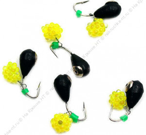 Мормышка вольф. безнасадочная "ЯМАН" Капля с отв. с коронкой из никеля, d-3 мм, вес 0,5 г, подвеска