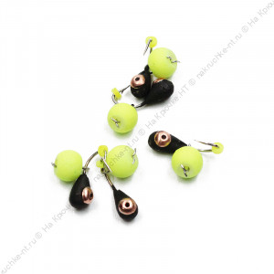 Мормышка вольф. безнасадочная "ЯМАН" Капля с отв. с коронкой из никеля, d-3 мм, вес 0,5 г, с желтым