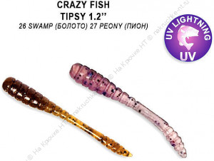 Tipsy 1,2" 69-30-26/27-5  Силиконовые приманки Crazy Fish