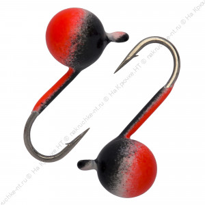 Мормышка вольфрамовая "Condor", Дробинка с ушком d 4 мм, вес 0,62  гр, окраска черная-красная