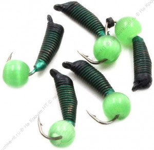 Мормышка вольф. безнасадочная "ЯМАН" Ручейник №3, d-1.5 мм, L-8.5 мм, вес 0,60 гр., кошачий глаз све