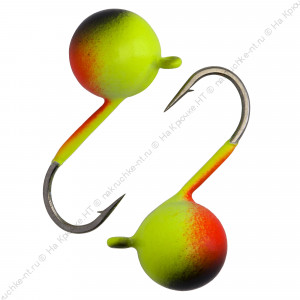 Мормышка вольфрамовая "Condor", Дробинка с ушком d 4 мм, вес 0.62 гр, окраска желтая-черная+красная