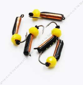 Мормышка вольф. безнасадочная "ЯМАН" Столбик №5, d-2 мм, L-9.5 мм, вес 0,83 гр., кристалл желтый,  ц