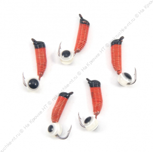 Мормышка вольф. безнасадочная "ЯМАН" Ручейник №5, d-2 мм, L-9.5 мм, вес 0,80 гр., рыбий глаз, цв. кр