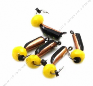 Мормышка вольф. безнасадочная "ЯМАН" Столбик №7, d-2.5 мм, L-9.5 мм, вес 1,05 гр., кристалл желтый,