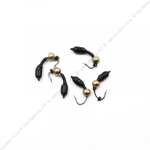 Мормышка вольф. безнасадочная "ЯМАН" Лесотка №2, d-2,5 мм, L-8 мм, вес 0,45 г, латунный шар, цв. чер