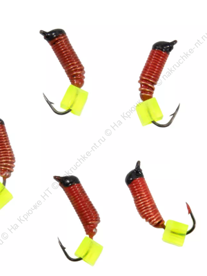 Мормышка вольф. безнасадочная "ЯМАН" Ручейник №3, d-1.5 мм, L-8.5 мм, вес 0,45 гр., фц. желтый кубик