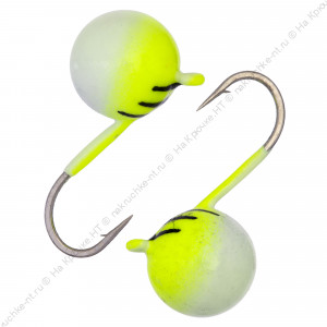 Мормышка вольфрамовая "Condor", Дробинка с ушком d 4,0 мм, вес 0,8 гр, фосфор-лимон с полосками /10