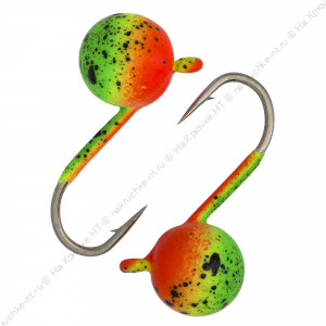 Мормышка вольфрамовая "Condor", Дробинка с ушком d 4,0 мм, вес 0.62 гр, окраска зеленый-красный с че