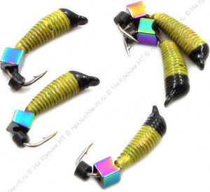 Мормышка вольф. безнасадочная "ЯМАН" Ручейник №3, d-1.5 мм, L-8.5 мм, вес 0,60 гр., кубик, цв. желты