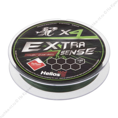 Шнур Extrasense X4 PE Green 150m 0.6 10LB 0.14mm (HS-ES-X4-0.6 10LB) Helios