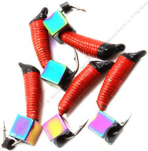 Мормышка вольф. безнасадочная "ЯМАН" Ручейник №3, d-1.5 мм, L-8.5 мм, вес 0,60 гр., кубик, цв. красн