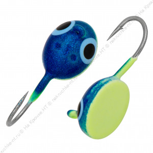 Плавунец с ушком d 4,0 мм, вес 1,00 гр, лимон-фосфор+синий с блестками и глазиком