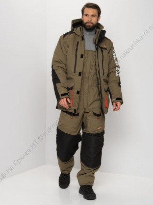 Костюм зимний Siberia цвет Хаки/Черный ткань Breathable (Размер: 52-54, Рост: 182-188)