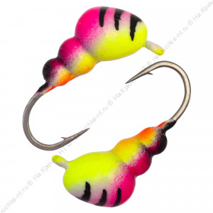 Мормышка вольфрамовая "Condor", Муравей с ушком d 3,0 мм, вес 0,3 гр, розово-черный+желто-красный с