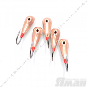 Мормышка паяная ЯМАН Уралка Сред. №1, вес 1,3 гр., кр. №6, цв. медь/светонак.