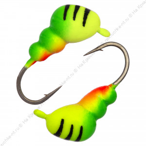 Мормышка вольфрамовая "Condor", Муравей с ушком d 3,0 мм, вес 0,3 гр, салатовый-лимон+красная с поло