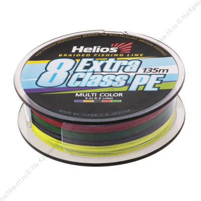 Шнур плетеный EXTRA CLASS 8 PE BRAID Multicolor 0,18mm 135 (HS-8PEM-18 135 M) Helios