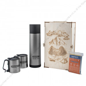 Подарочный набор "СЛЕДОПЫТ - Экстрим" (коробка фанерная, термоодеяло, термос, кружка)/10/