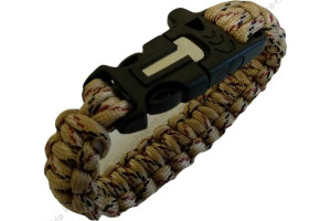 Браслет "СЛЕДОПЫТ" из паракорда со свистком и огнивом, 26х2 см