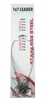 Поводок стальной NAMAZU Leader 1х7, d-0,36 мм, L-15 см, test- 16 кг (уп. 5 шт.)/300/