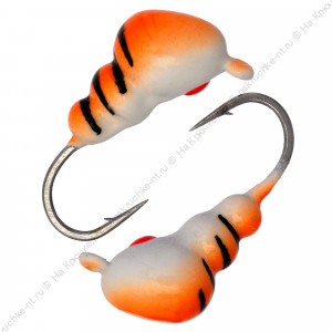 Мормышка вольфрамовая "Condor", Муравей с ушком d 3,0 мм, вес 0,3 гр, фосфор-красный с полосками и к