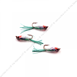 Мормышка ЯМАН "Малек пыздрик" с ушком, L-13 мм, вес 0,15 г, кр. Kumho №12, цв. зеленый