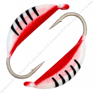 Мормышка вольфрамовая "Condor", супербанан, размер L, вес 0,6 гр, цвет белый с полосками+красный