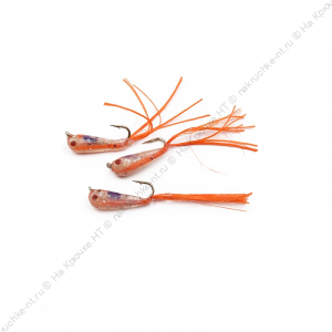 Мормышка ЯМАН "Малек пыздрик" с ушком, L-13 мм, вес 0,15 г, кр. Kumho №12, цв. оранжевый