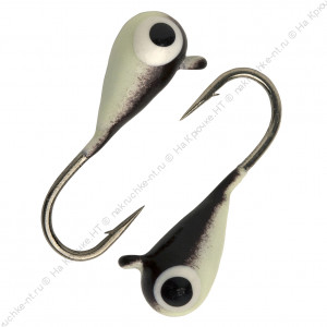 Мормышка вольфрамовая "Condor", Капля с ушком d 3,0 мм, вес 0,44 гр, окраска малек, фосфор-черная