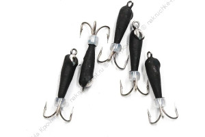 Мормышка вольф. безнасадочная "ЯМАН" Черт с петлей с коронкой из никеля (длинный), d-3 мм, вес 0,9 г