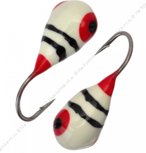 Мормышка вольфрамовая "Condor", капля с ушком, d 3,0 мм, вес 0,5 гр, обмазка малек, белая-винт