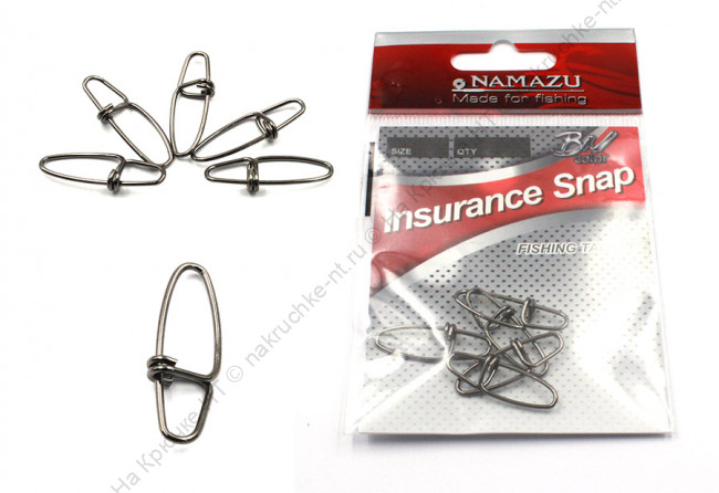 Карабин Namazu INSURANCE SNAP, цв. BN, р. 0, test-9 кг (уп. 10 шт)