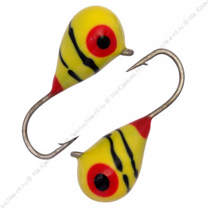 Мормышка вольфрамовая "Condor", капля с ушком, d 3,0 мм, вес 0,5 гр, обмазка малек, желтая-винт