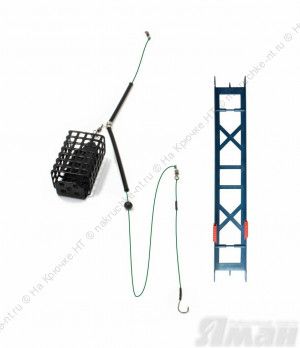 Оснастка фидерная Яман «Лещ», кормушка 60 г, плетеный шнур 0,15 мм, крючок №10 Chinu Ring, на мотови