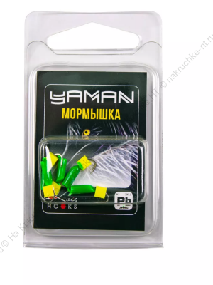 Мормышка безнасад. ЯМАН "Гвоздекубик" зелёный, d-2,5 мм, вес 0,6 г, ядреный кубик желтый