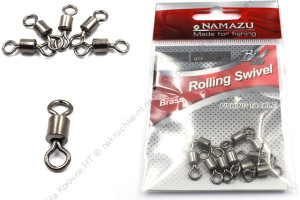 Вертлюг Namazu ROLLING SWIVEL, латунь, цв. BN, р. 10, test-4 кг (уп.10 шт)/2000/1000/