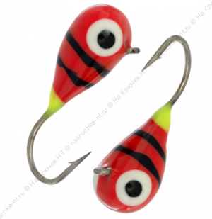 Мормышка вольфрамовая "Condor", капля с ушком, d 3,0 мм, вес 0,5 гр, обмазка малек, красная-винт