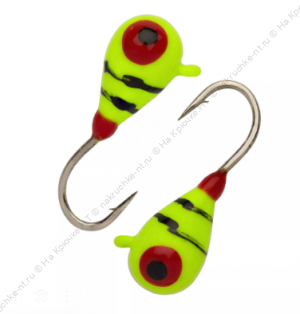 Мормышка вольфрамовая "Condor", капля с ушком, d 3,0 мм, вес 0,5 гр, обмазка  малек, лимон-винт