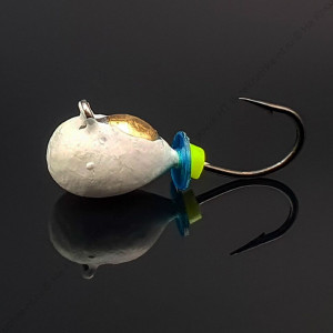 Мормышка вольфрам WORMIX Капля "Белая" с золотой коронкой 0,90 гр. Ø 4.0мм