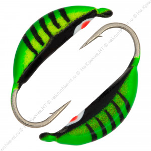 Мормышка вольфрамовая "Condor", супербанан, размер M, вес 0,5 гр, цвет зеленый с полосками+черный с