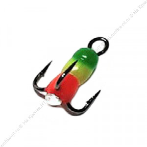 Крючок-тройник ЯМАН "Светофор" с глазком, размер 10 (INT), цв. флуоресцентный